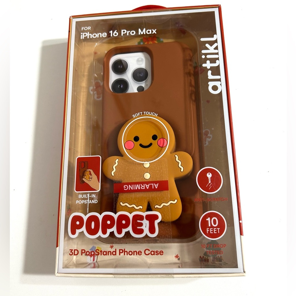 Artikl Poppet iPhone Case 16 Pro Max gingerbread man‎ stand NWT